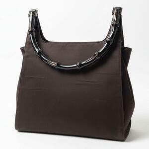 Vintage GUCCI Women's Bamboo Handle Hobo Satin Brown Shoulder Handbag